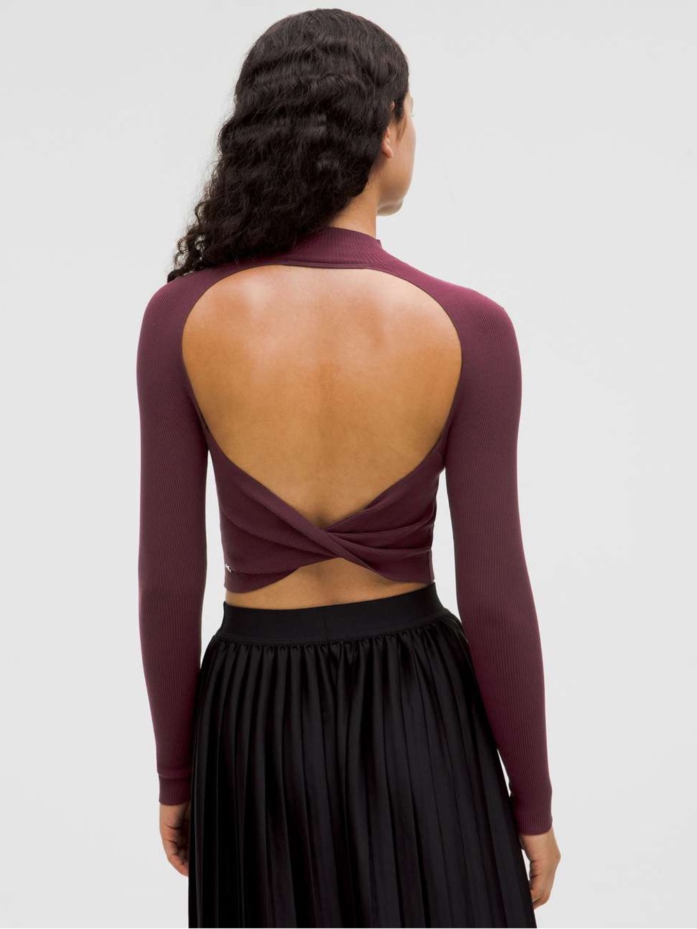 LG Women's Ribbed Mock Neck Sweater - Burgundy